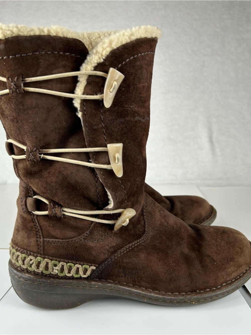 UGG Brown Suede Shearling-Lined Mid-Calf Boots women size 9